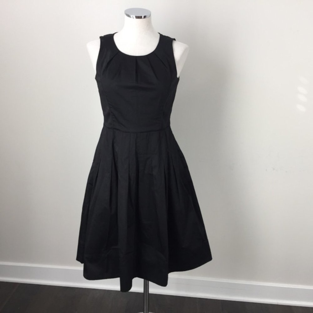 NWT Talbots Black Pleated Sleeveless Midi Dress sz 10